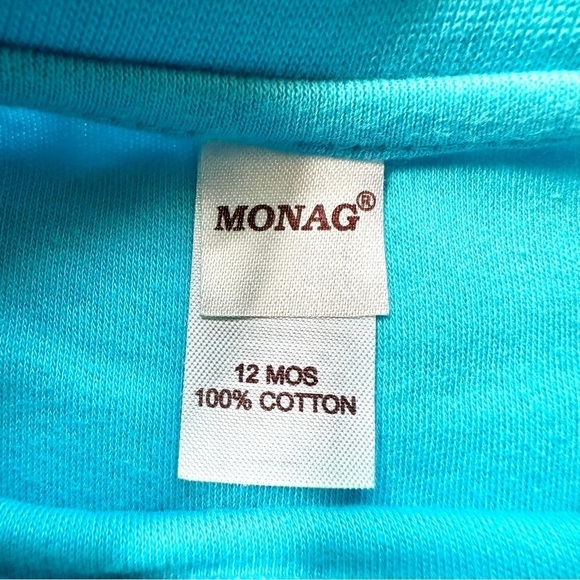 ⭐️ 5 for $25 Sky Blue Cotton Baby Top Long Sleeve Size 12 Months - Picture 3 of 5